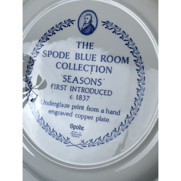 Vintage SPODE England Blue Room Collection  10.5"  Dinner Plate "Seasons" - Picture 6 of 10